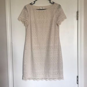 London Times Cream Crochet Dress